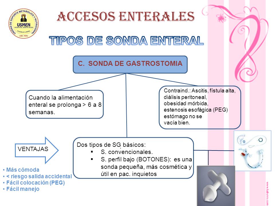 ACCESOS ENTERALES TIPOS DE SONDA ENTERAL SONDA DE GASTROSTOMIA