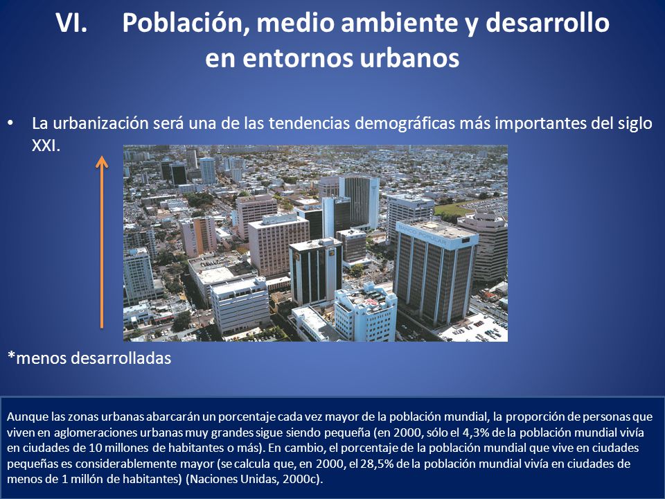VI. Población, medio ambiente y desarrollo en entornos urbanos