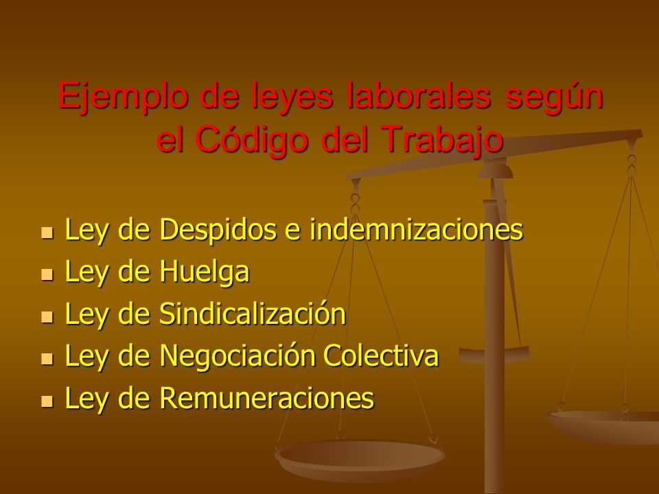 Ejemplo de leyes laborales según el Código del Trabajo