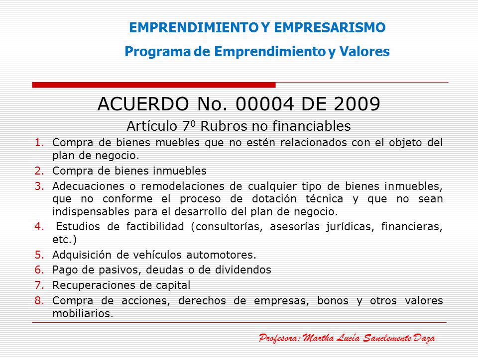 EMPRENDIMIENTO Y EMPRESARISMO Programa de Emprendimiento y Valores