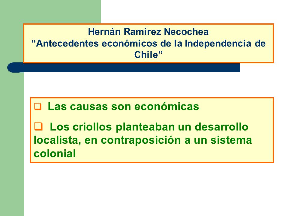 Hernán Ramírez Necochea Antecedentes económicos de la Independencia de Chile