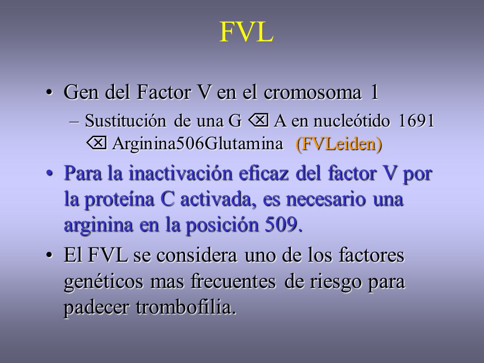 FVL Gen del Factor V en el cromosoma 1