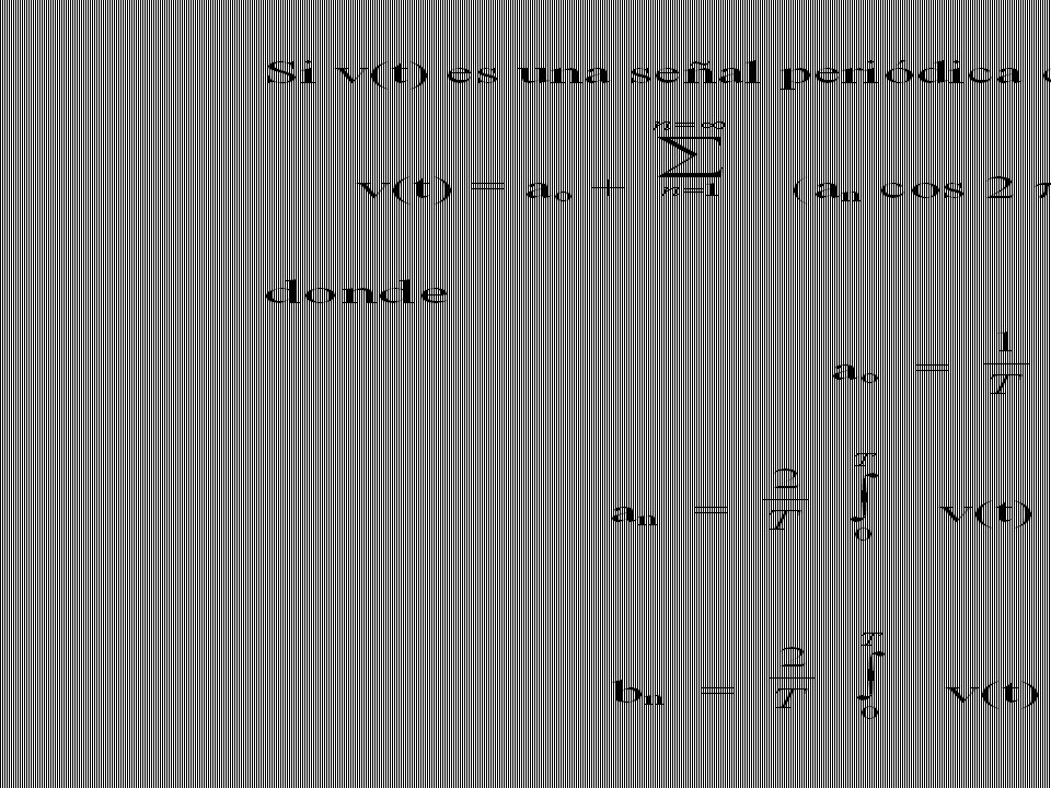 Se define la serie de Fourier para una señal periódica y se incluyen las fórmulas para calcular los coeficientes en dicha expansión.