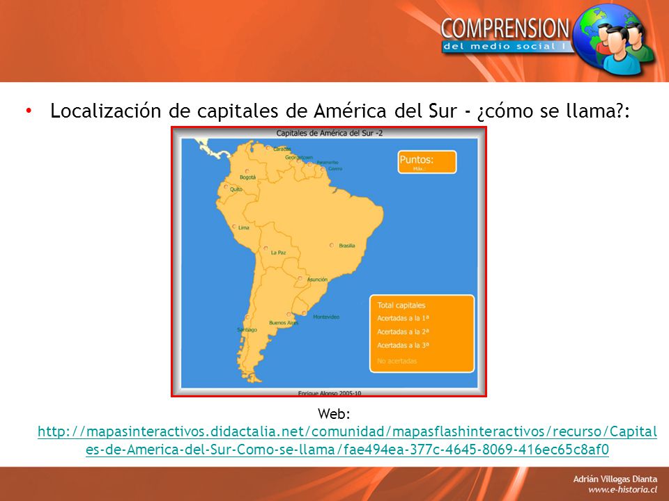 Localización de capitales de América del Sur - ¿cómo se llama :