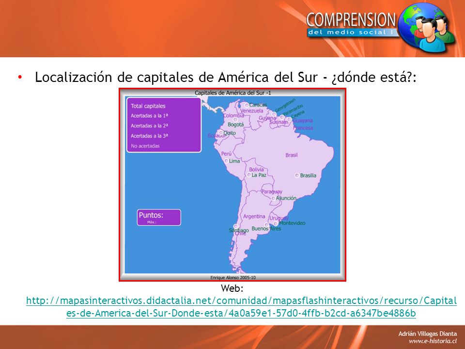 Localización de capitales de América del Sur - ¿dónde está :