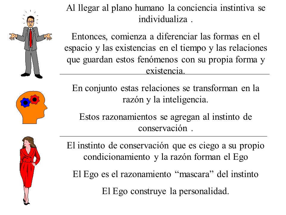 Al llegar al plano humano la conciencia instintiva se individualiza .