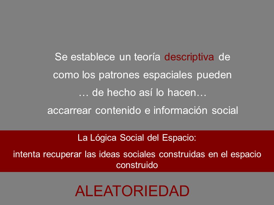 Se establece un teoría descriptiva de como los patrones espaciales pueden