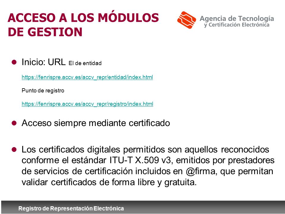 ACCESO A LOS MÓDULOS DE GESTION