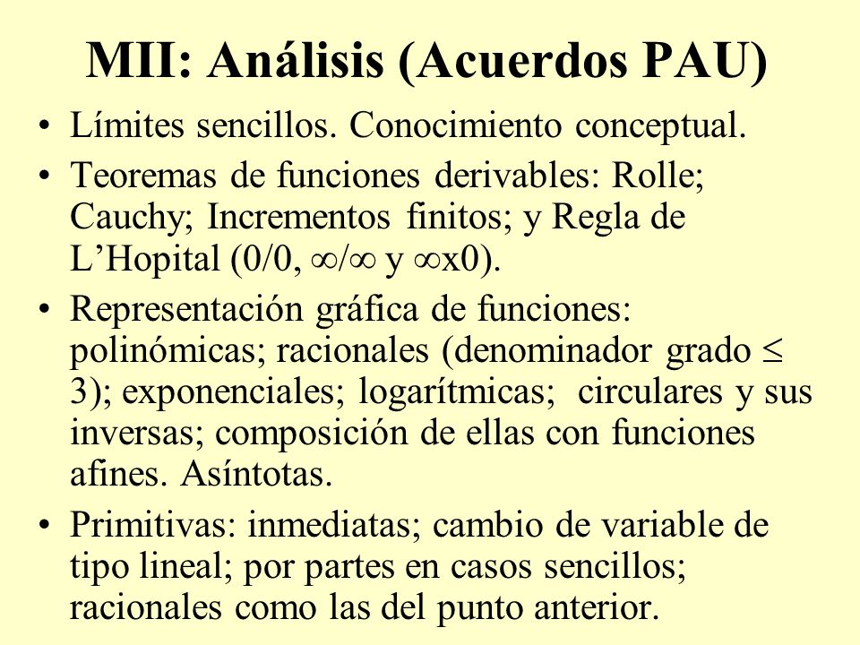 MII: Análisis (Acuerdos PAU)