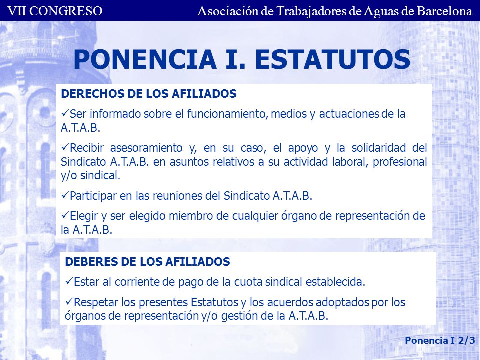 VII CONGRESO Asociación de Trabajadores de Aguas de Barcelona