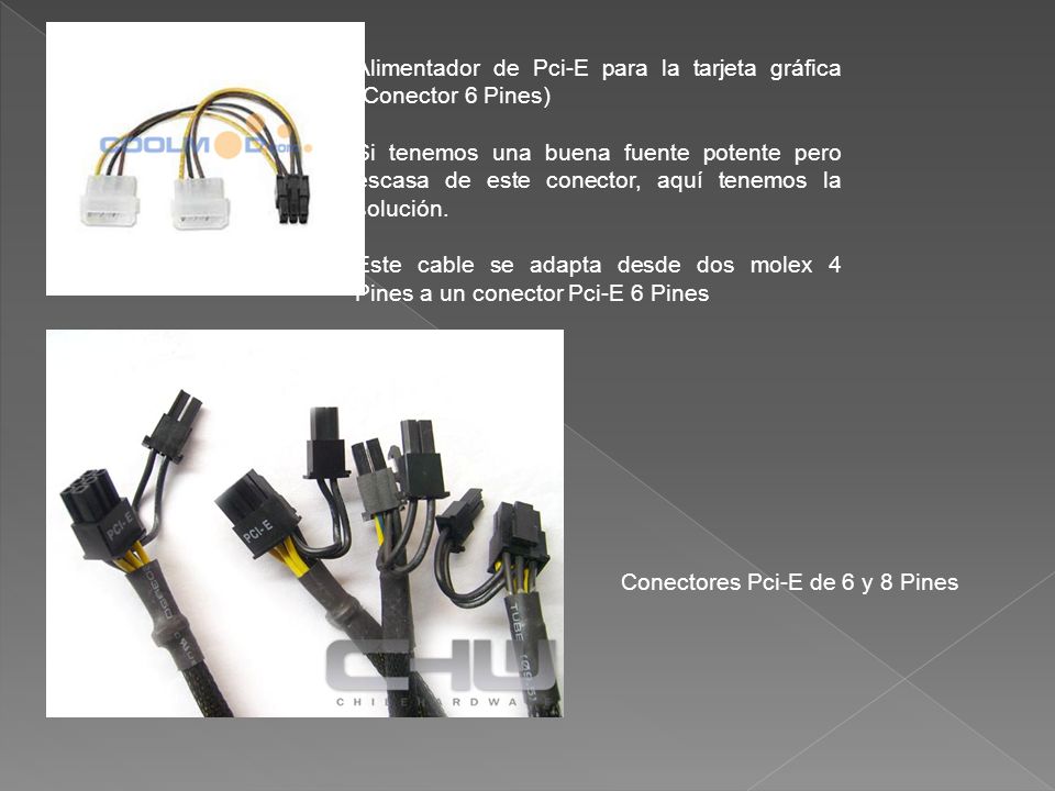 Alimentador de Pci-E para la tarjeta gráfica (Conector 6 Pines)