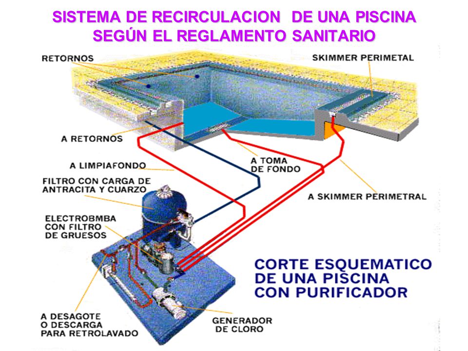 SISTEMA DE RECIRCULACION DE UNA PISCINA SEGÚN EL REGLAMENTO SANITARIO
