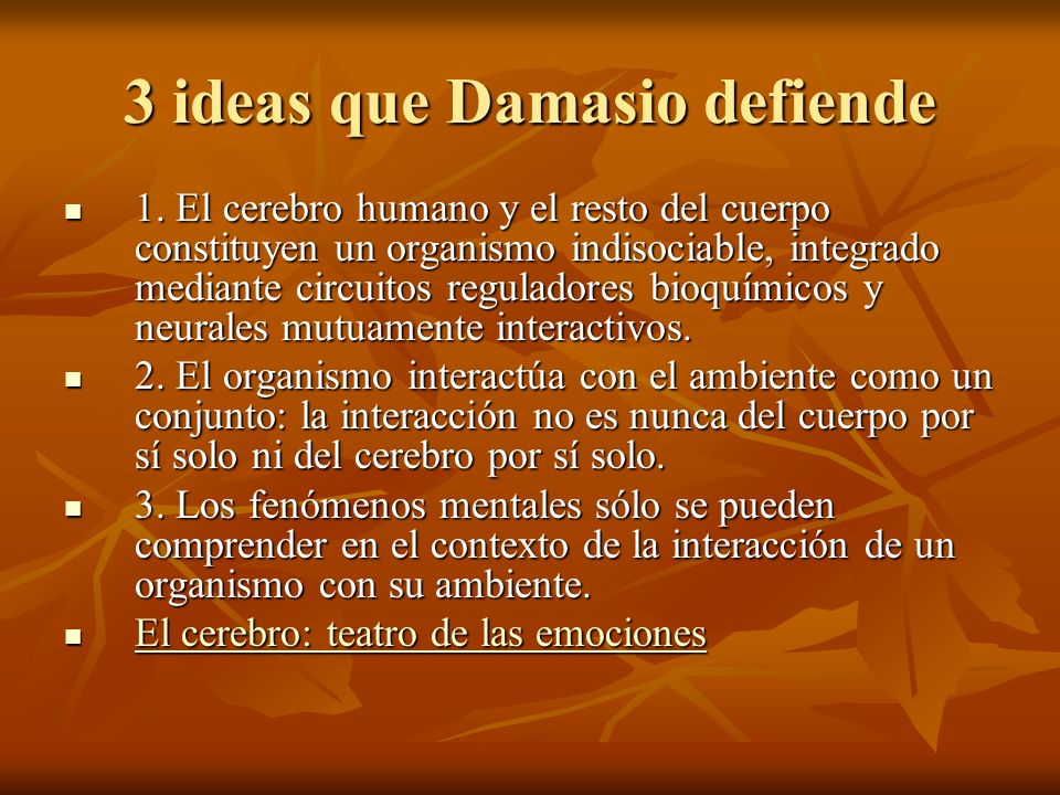 3 ideas que Damasio defiende