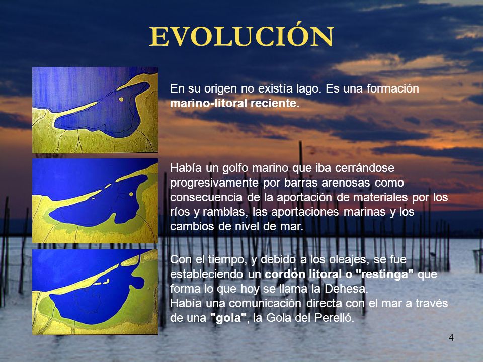 EVOLUCIÓN En su origen no existía lago. Es una formación marino-litoral reciente.