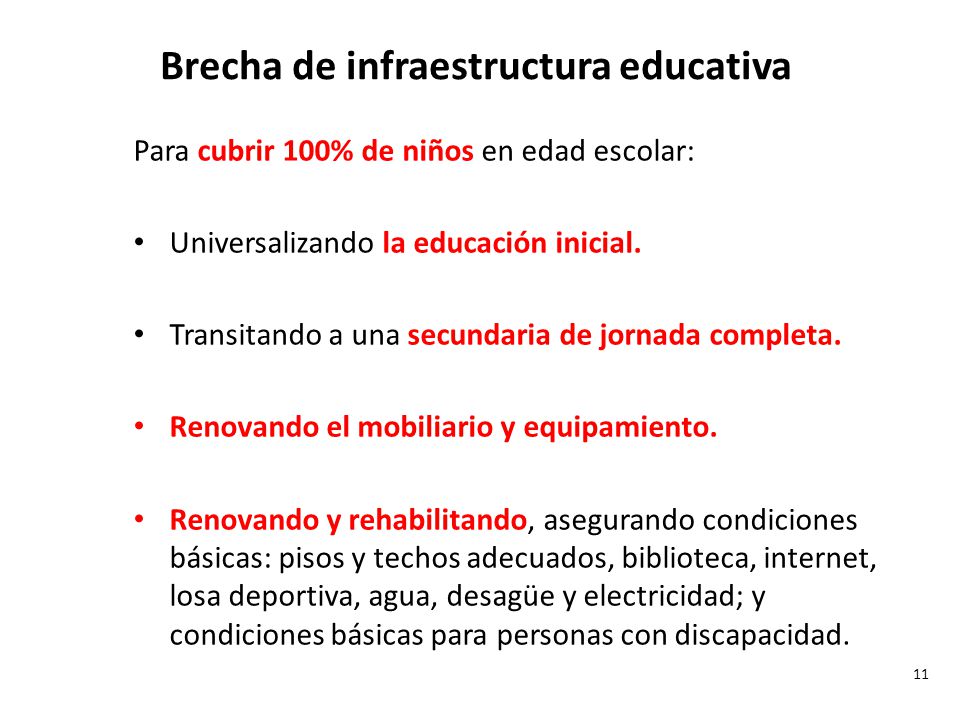 Brecha de infraestructura educativa
