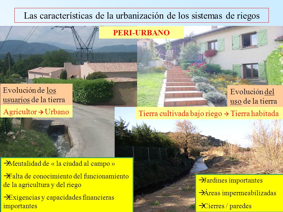 Las características de la urbanización de los sistemas de riegos