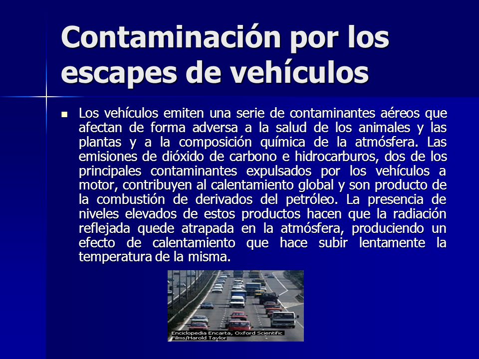 Contaminación por los escapes de vehículos