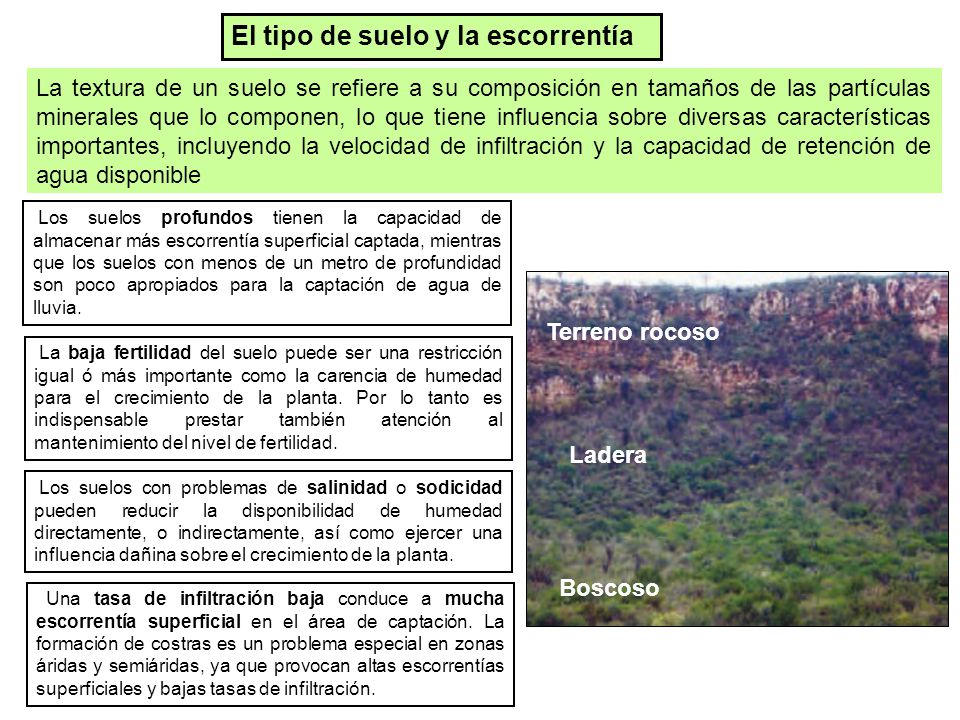 El tipo de suelo y la escorrentía
