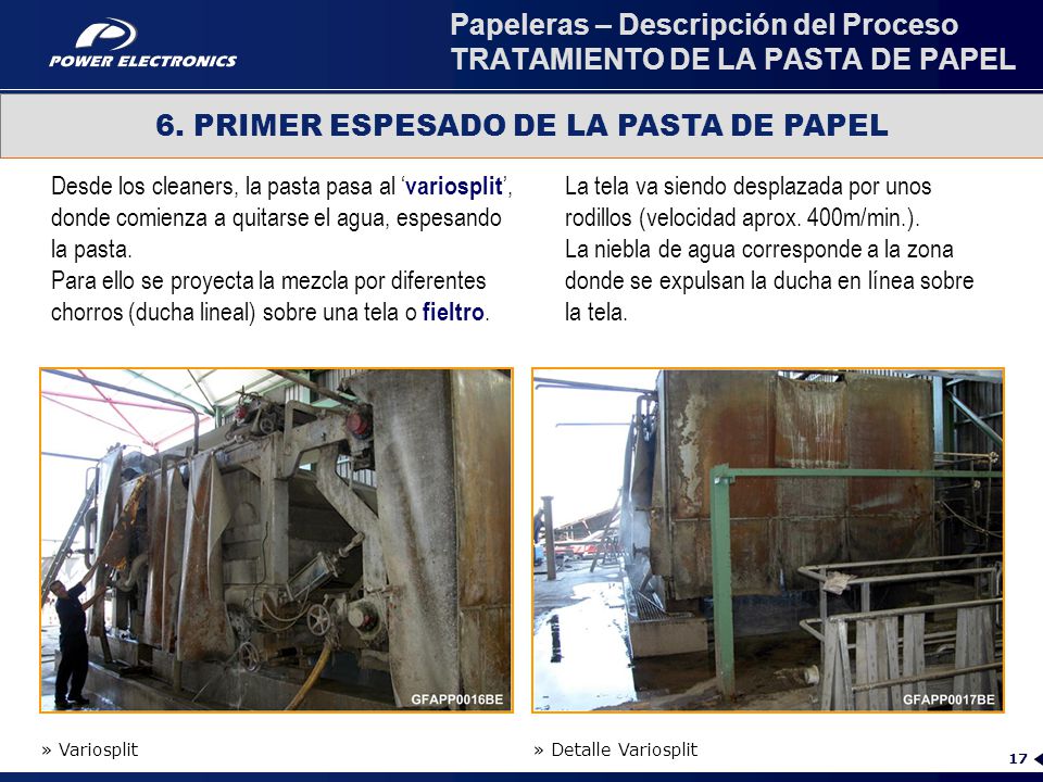Papeleras – Descripción del Proceso TRATAMIENTO DE LA PASTA DE PAPEL