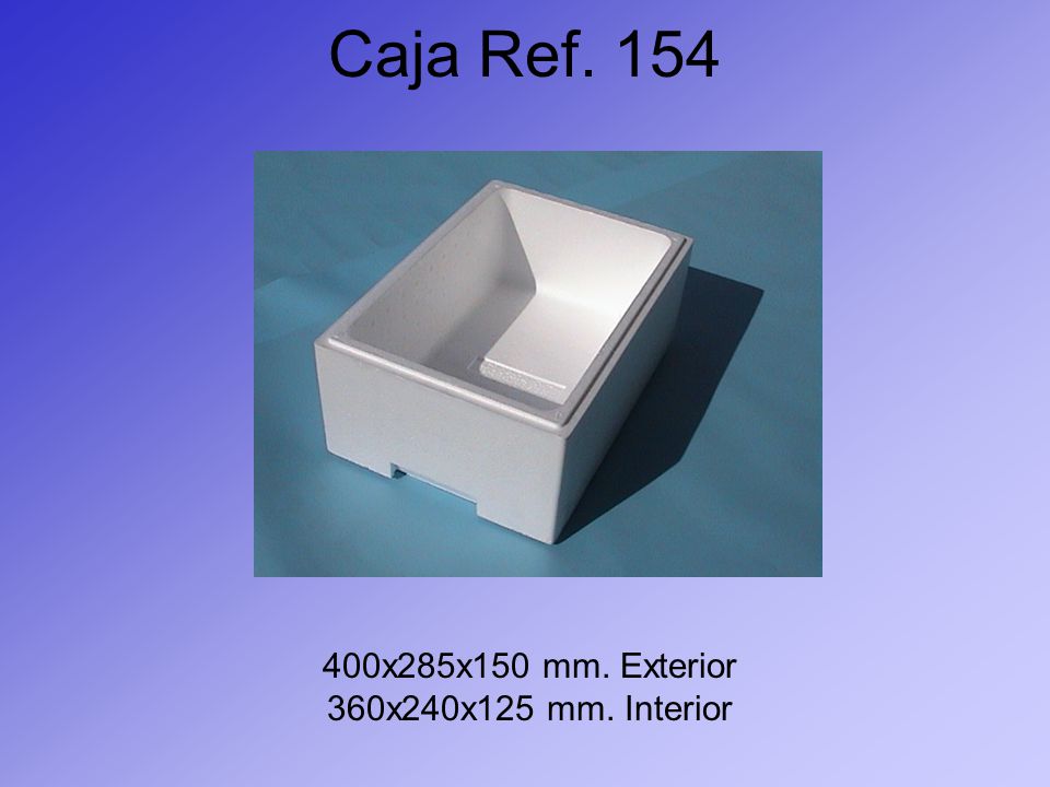 Caja Ref x285x150 mm. Exterior 360x240x125 mm. Interior