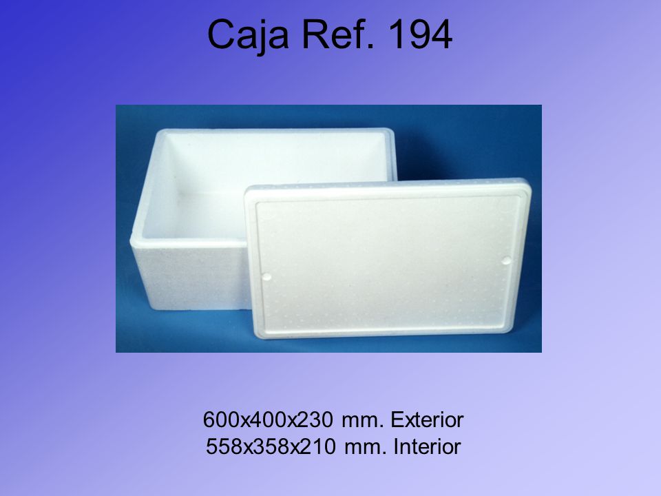 Caja Ref x400x230 mm. Exterior 558x358x210 mm. Interior
