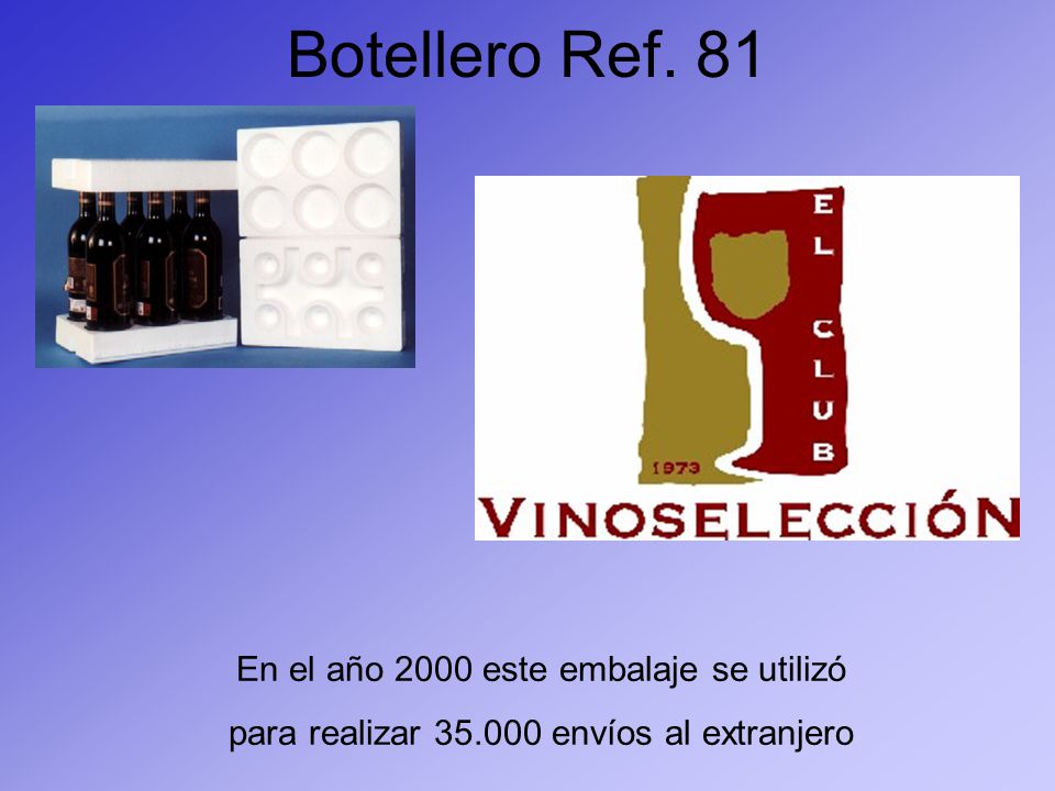 Botellero Ref. 81 En el año 2000 este embalaje se utilizó