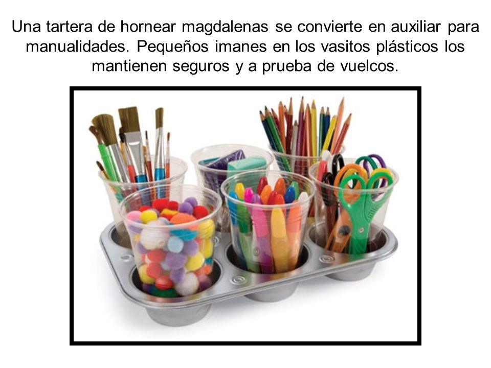 Una tartera de hornear magdalenas se convierte en auxiliar para manualidades.