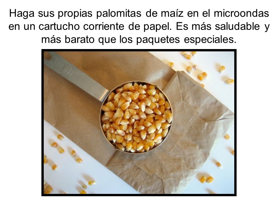 Haga sus propias palomitas de maíz en el microondas en un cartucho corriente de papel.