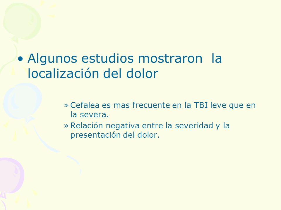 Algunos estudios mostraron la localización del dolor