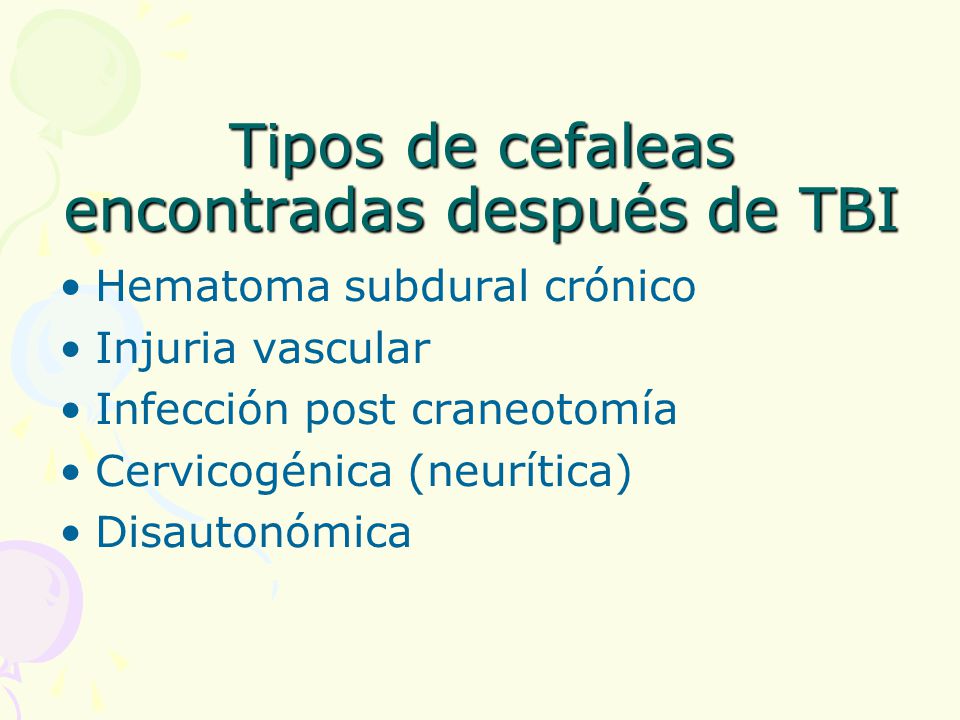 Tipos de cefaleas encontradas después de TBI