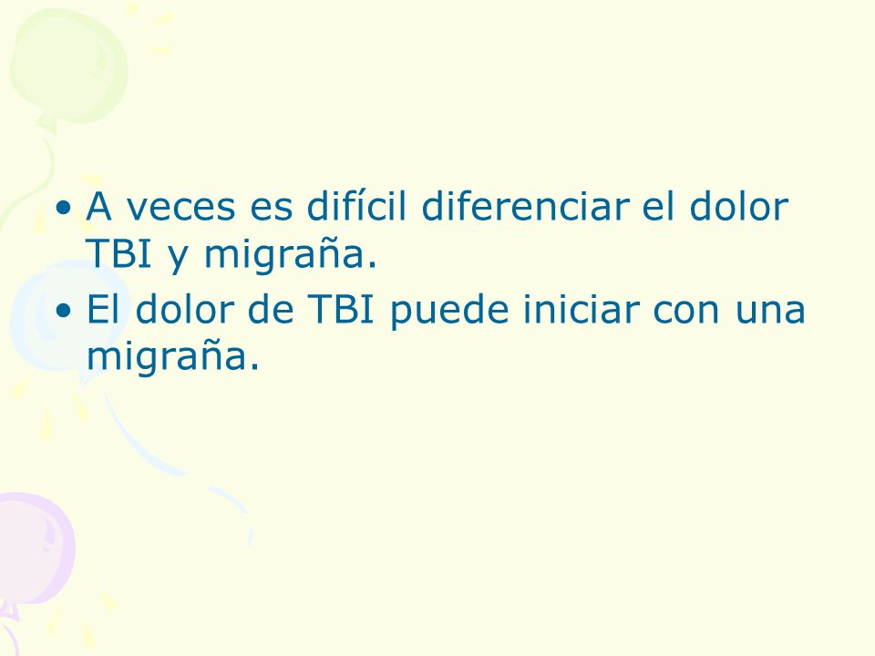 A veces es difícil diferenciar el dolor TBI y migraña.