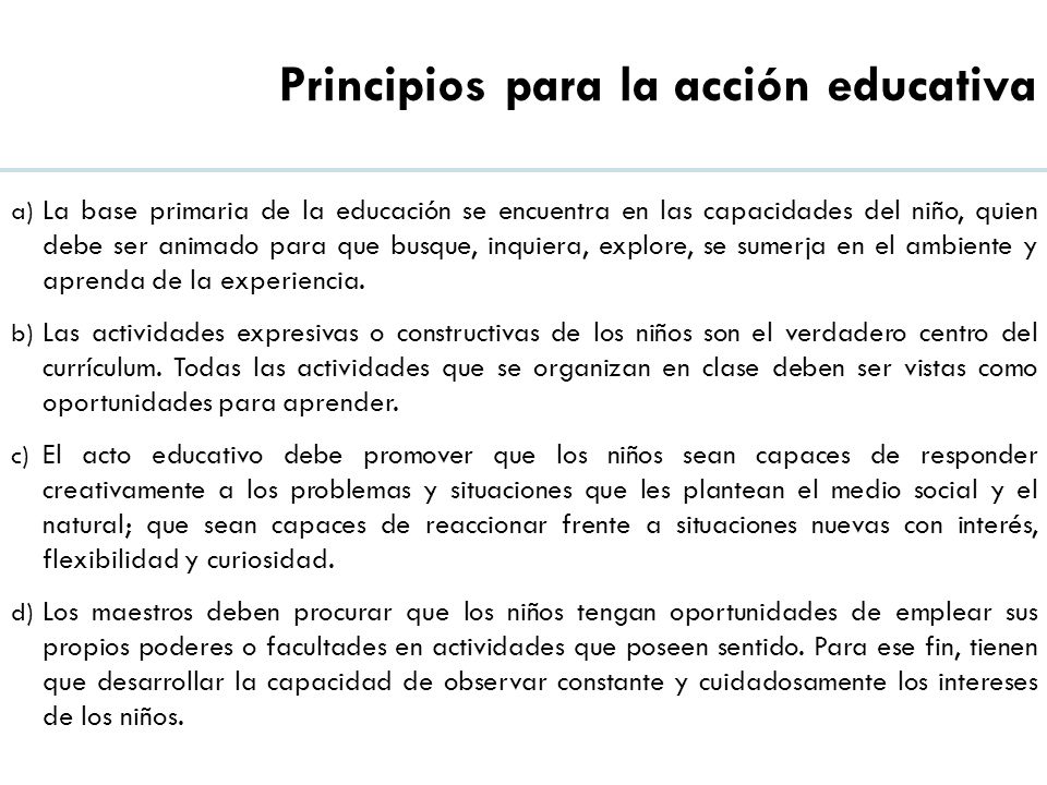 Principios para la acción educativa