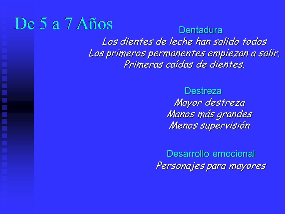 De 5 a 7 Años Dentadura Los dientes de leche han salido todos