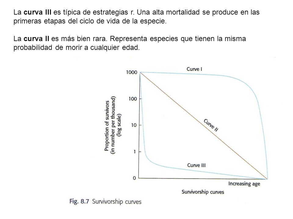La curva III es típica de estrategias r