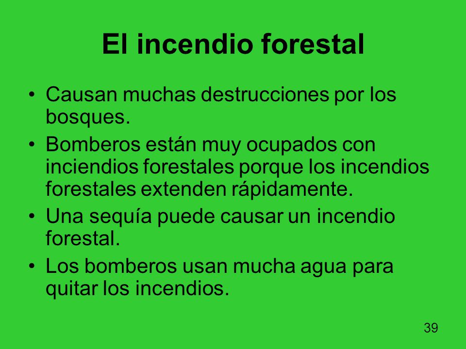 El incendio forestal Causan muchas destrucciones por los bosques.