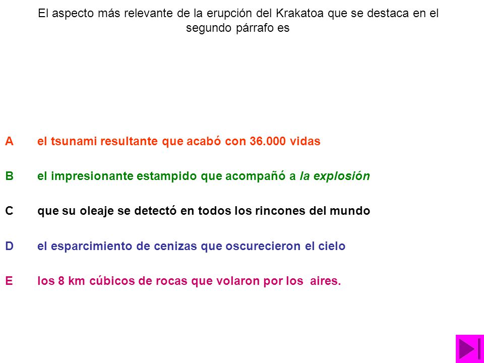 El aspecto más relevante de la erupción del Krakatoa que se destaca en el segundo párrafo es