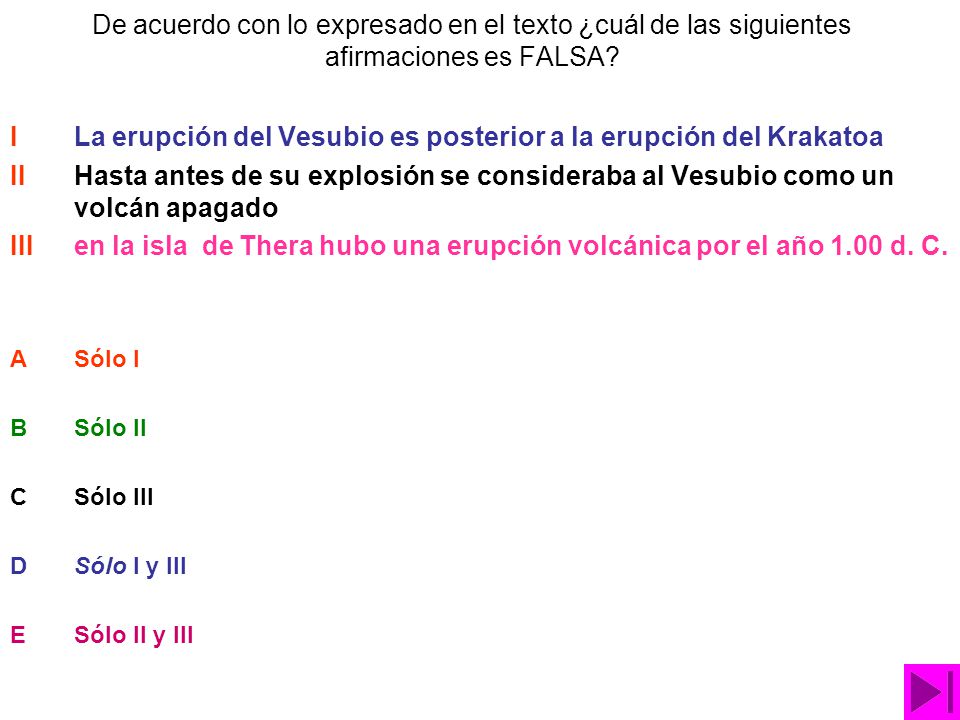 I La erupción del Vesubio es posterior a la erupción del Krakatoa