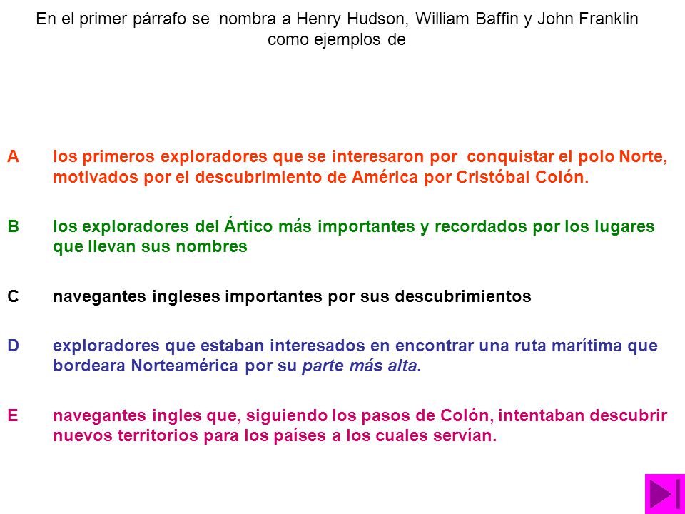 En el primer párrafo se nombra a Henry Hudson, William Baffin y John Franklin como ejemplos de