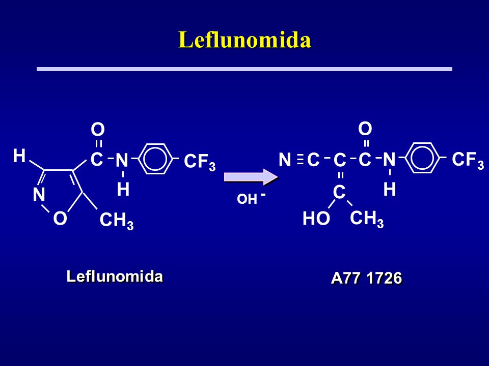 Leflunomida O O H C N CF3 N C C C N CF3 H N C H O CH3 HO CH3 A