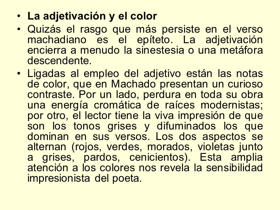 La adjetivación y el color