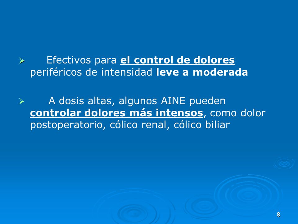 Efectivos para el control de dolores periféricos de intensidad leve a moderada