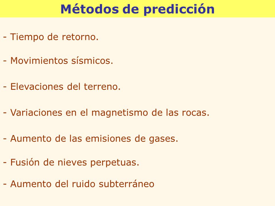 Métodos de predicción - Tiempo de retorno. - Movimientos sísmicos.