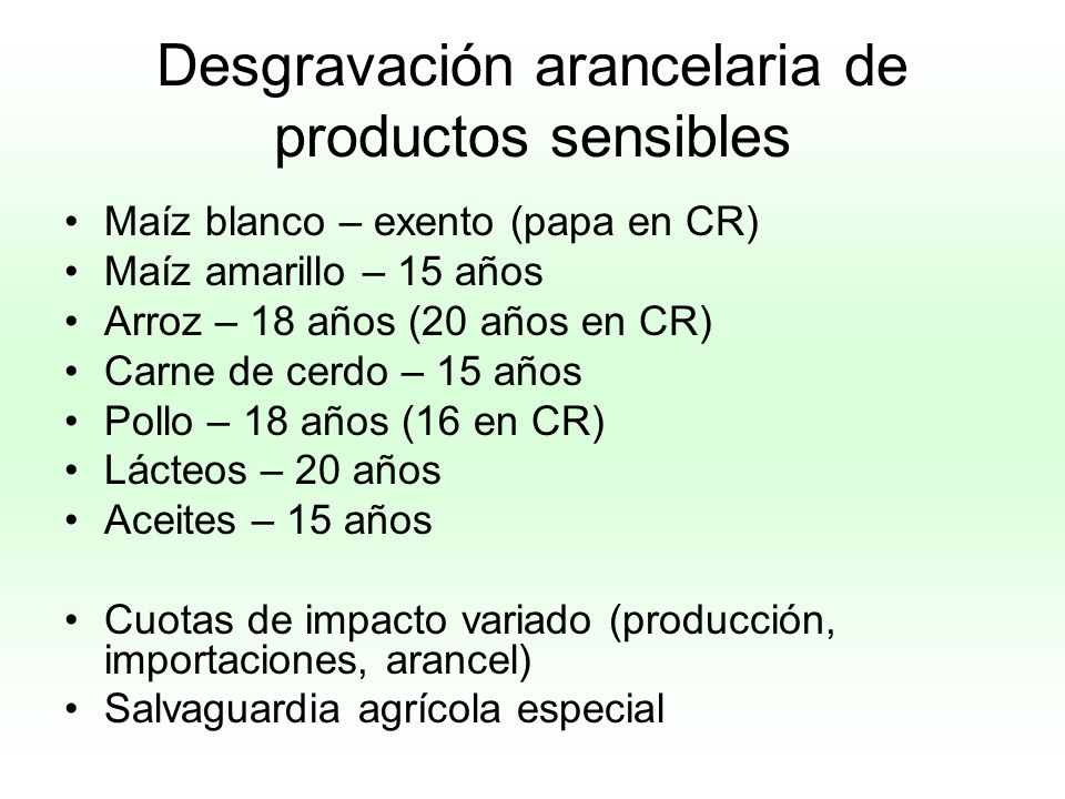 Desgravación arancelaria de productos sensibles