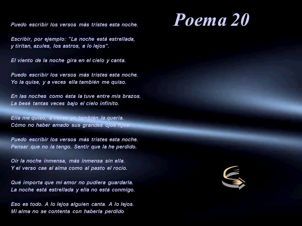 Poema 20 Puedo escribir los versos más tristes esta noche.