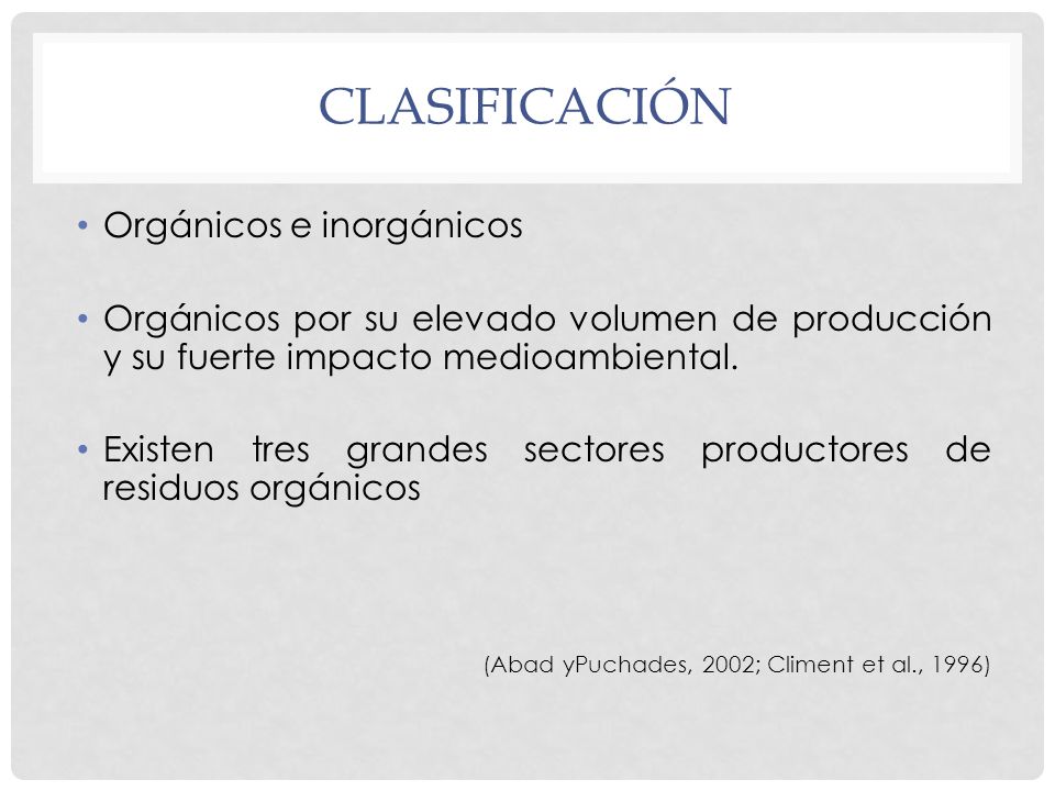 clasificación Orgánicos e inorgánicos