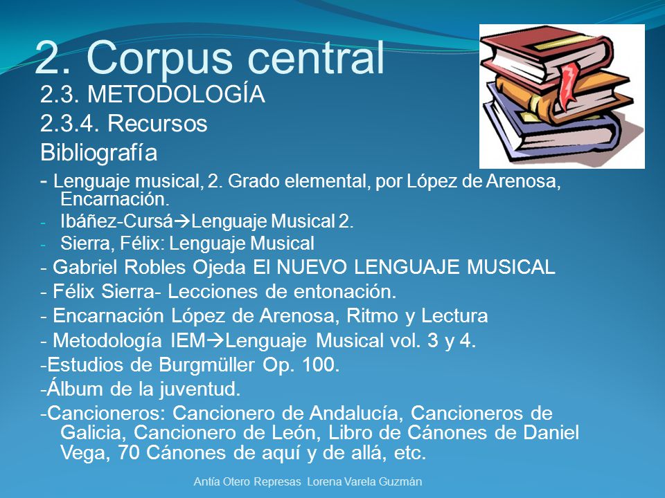 2. Corpus central 2.3. METODOLOGÍA Recursos Bibliografía