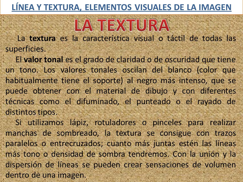 LÍNEA Y TEXTURA, ELEMENTOS VISUALES DE LA IMAGEN