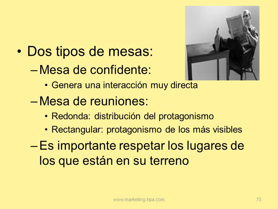 Dos tipos de mesas: Mesa de confidente: Mesa de reuniones: