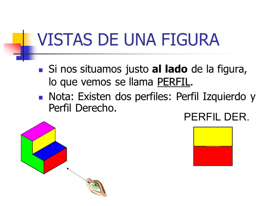 VISTAS DE UNA FIGURA Si nos situamos justo al lado de la figura, lo que vemos se llama PERFIL.