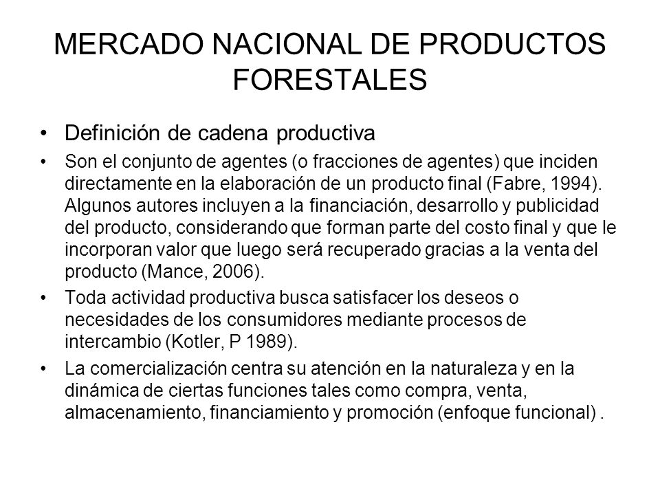 MERCADO NACIONAL DE PRODUCTOS FORESTALES